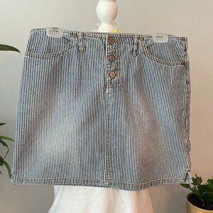 No Boundaries Short Skirt, Size Junior 11, Blue & White Stripe Cotton Jean Skirt